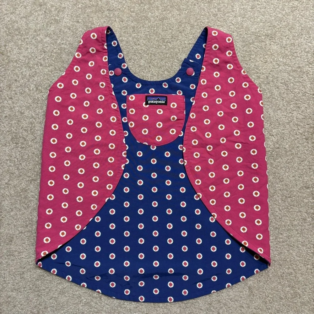 Patagonia Baby Reversible Baggies Jumper Dress SZ 18-24 Months Pink Blue Dotted